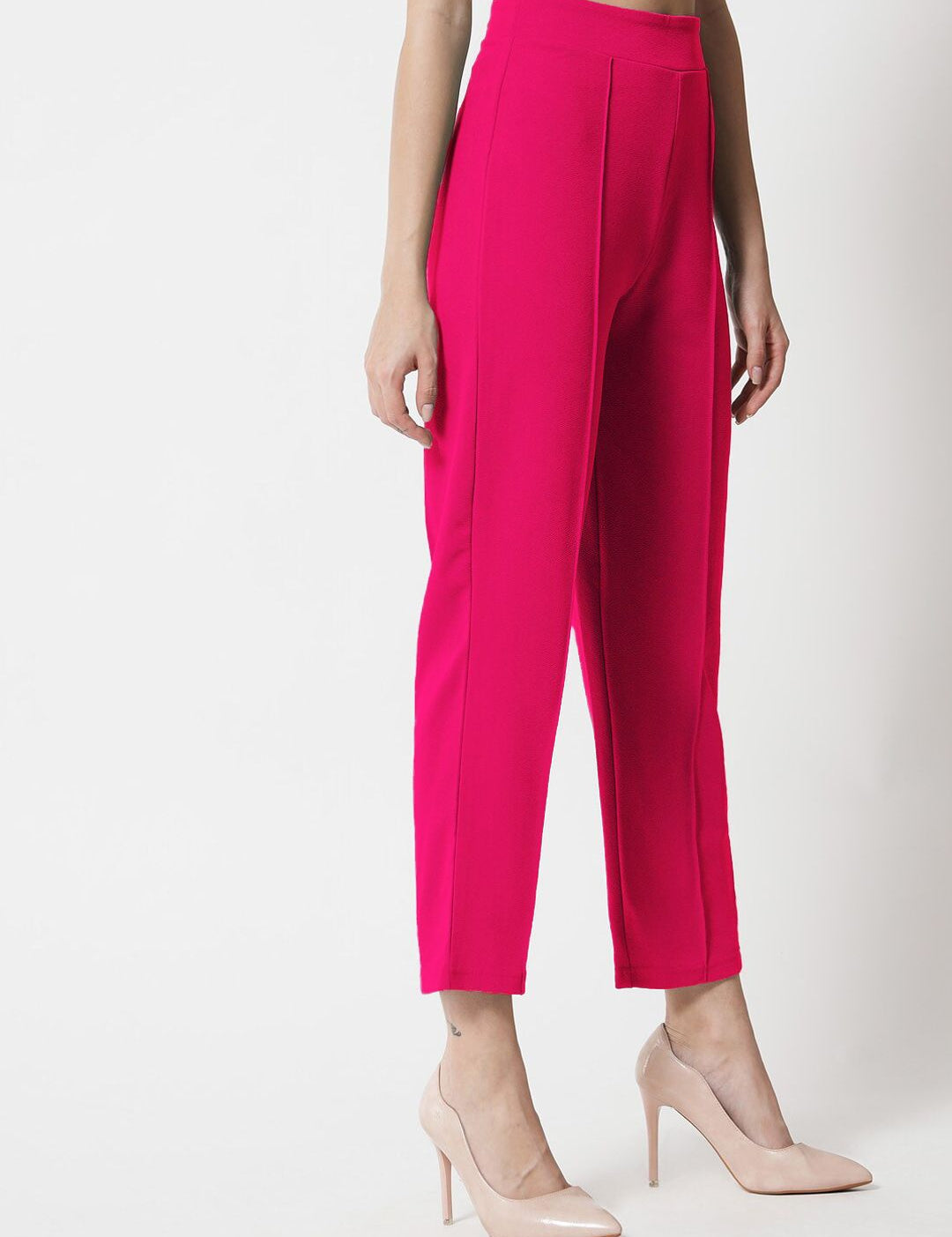 Kotty Women Relaxed Straight Fit High-Rise Easy Wash Trousers