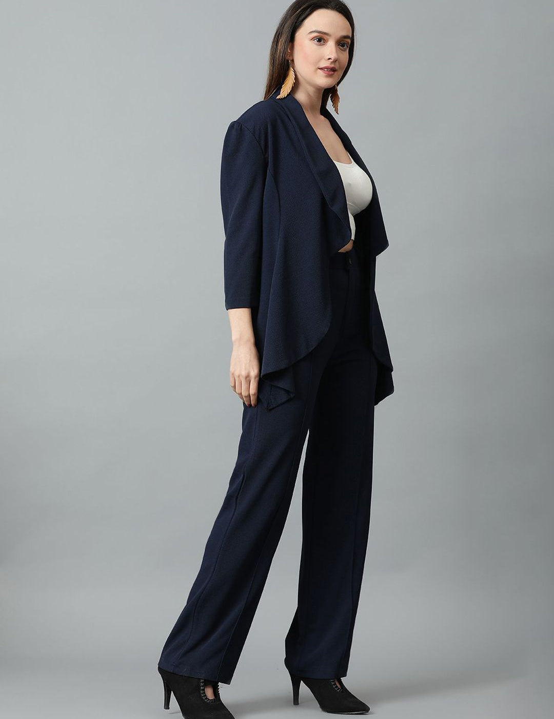 Kotty Navy Blue Shawl Neck Blazer & Trousers