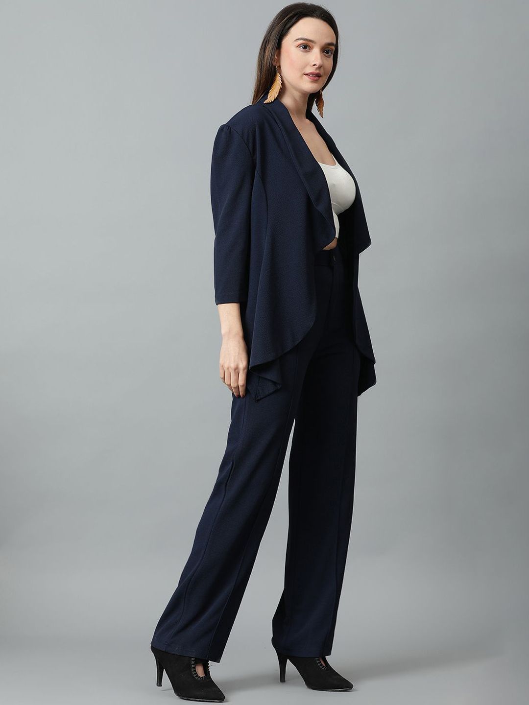 Kotty Navy Blue Shawl Neck Blazer & Trousers