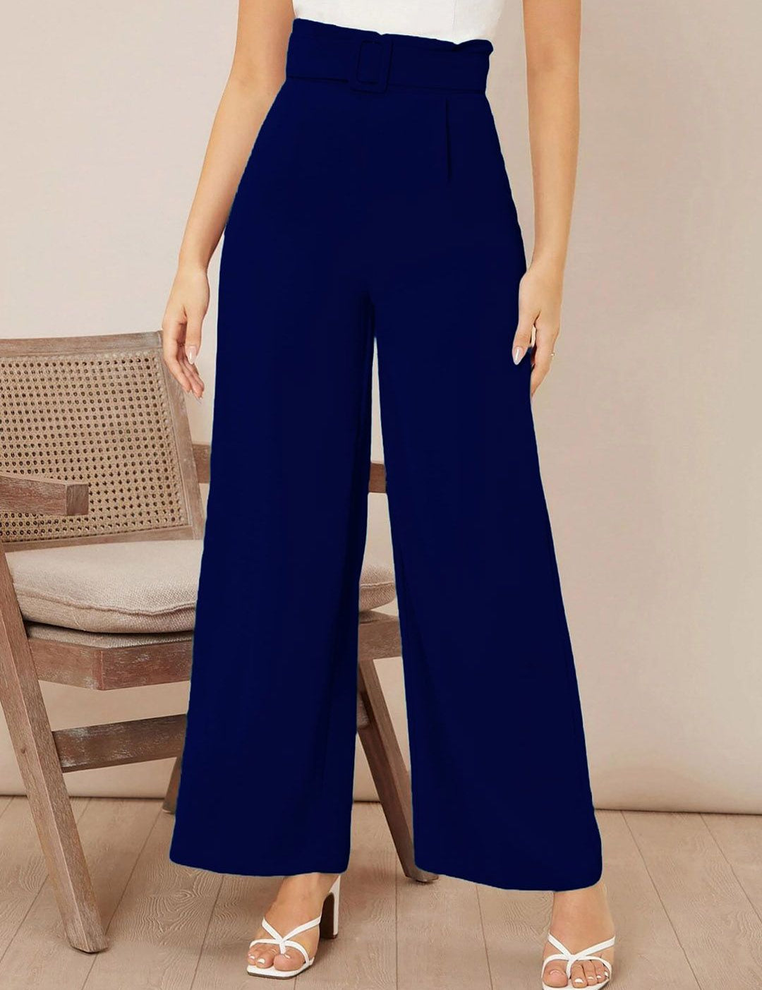 Kotty Women Relaxed Straight Fit High-Rise Easy Wash Parallel Trousers