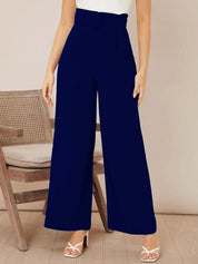 Kotty Women Relaxed Straight Fit High-Rise Easy Wash Parallel Trousers