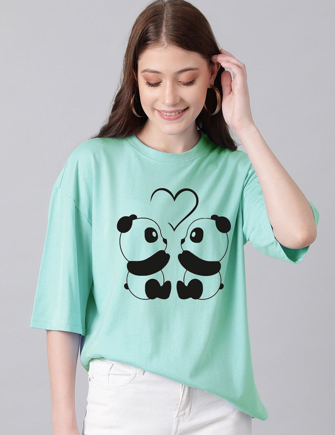Kotty Graphic Printed Round Neck Drop-Shoulder Sleeves Oversized Fit Cotton T-Shirt
