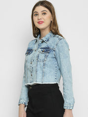 Kotty Washed Crop Denim Jacket