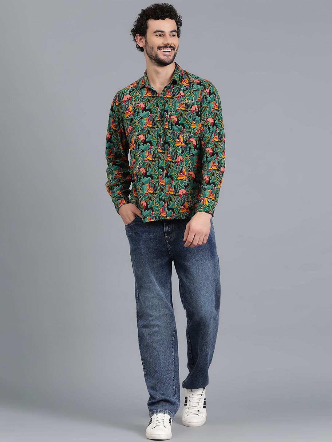 Kotty New Relaxed Fit Floral Printed Spread Collar Casual Shirt