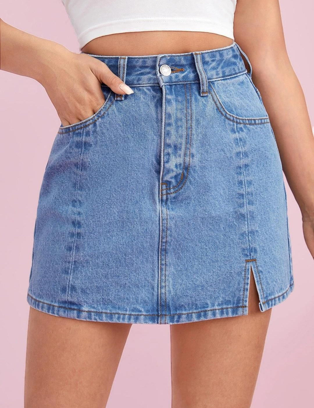 Kotty Denim Straight Mini Skirt