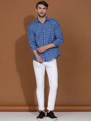 Kotty New Grid Tattersall Checks Spread Collar Casual Shirt