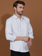 Kotty New Grid Tattersall Checks Spread Collar Casual Shirt