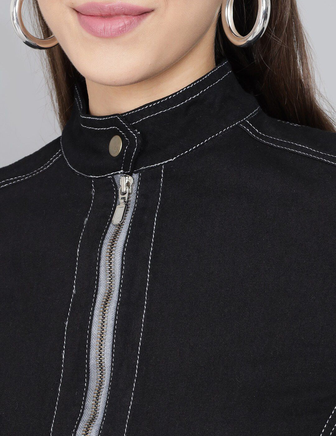 Kotty Women Black Crop Denim Jacket