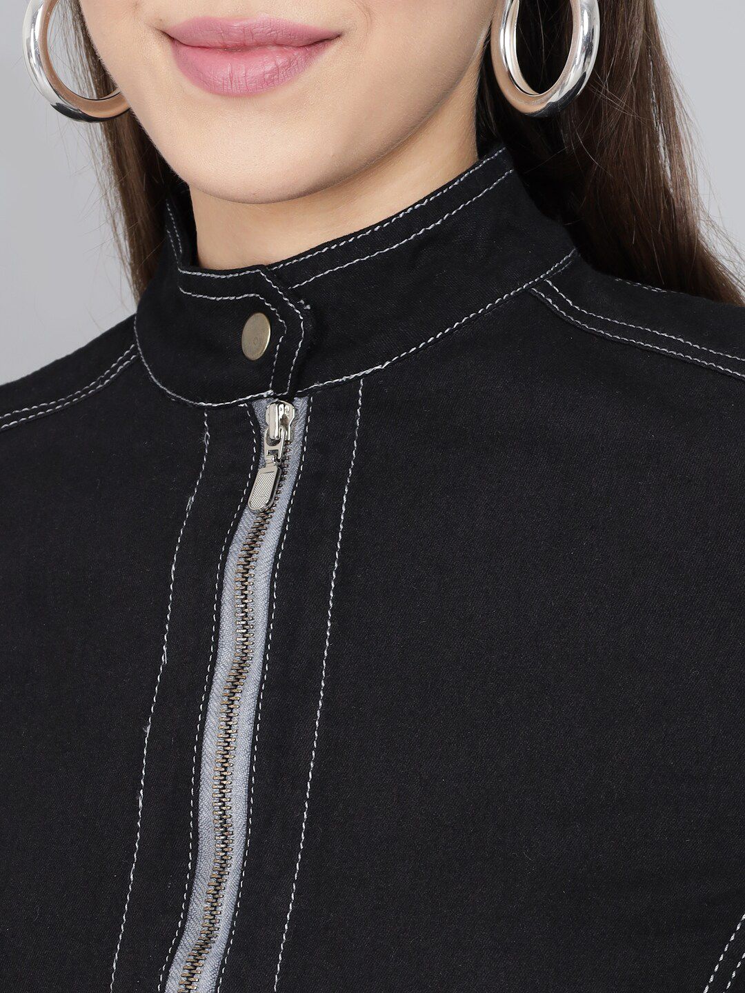 Kotty Women Black Crop Denim Jacket