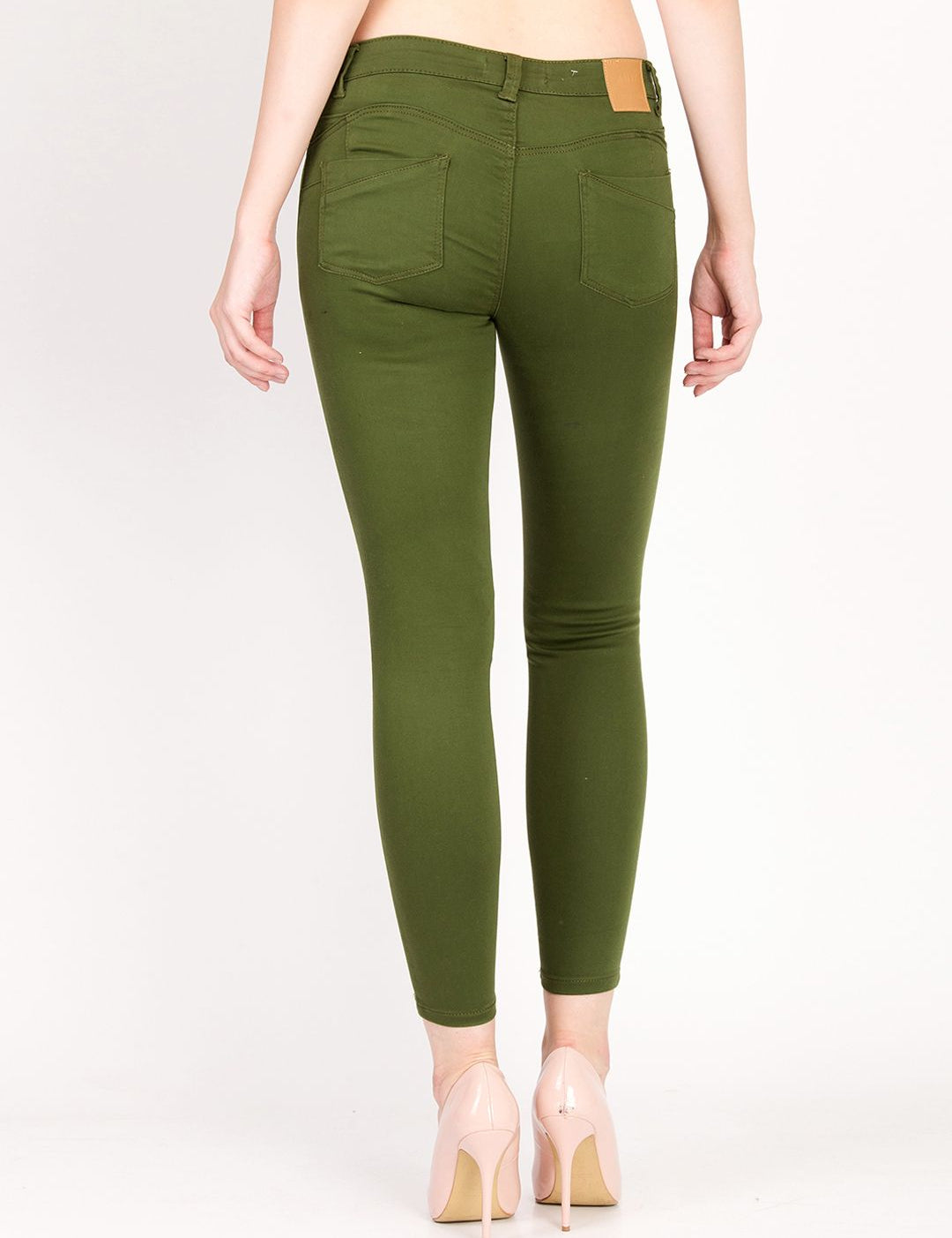 Kotty Women Olive Green Skinny Fit High-Rise Clean Look Stretchable Jeans