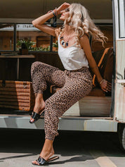 Kotty Women Animal Printed Relaxed Slim Fit High-Rise Easy Wash Trousers