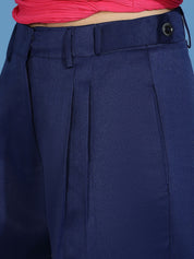 Kotty Women Relaxed Straight Fit High-Rise Easy Wash Pleated Trousers