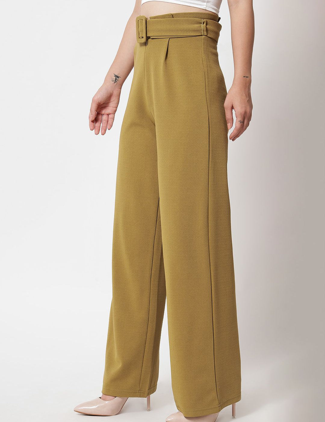 Kotty Women Pack Of 2 Relaxed High-Rise Straight Fit Easy Wash Pleated Trousers