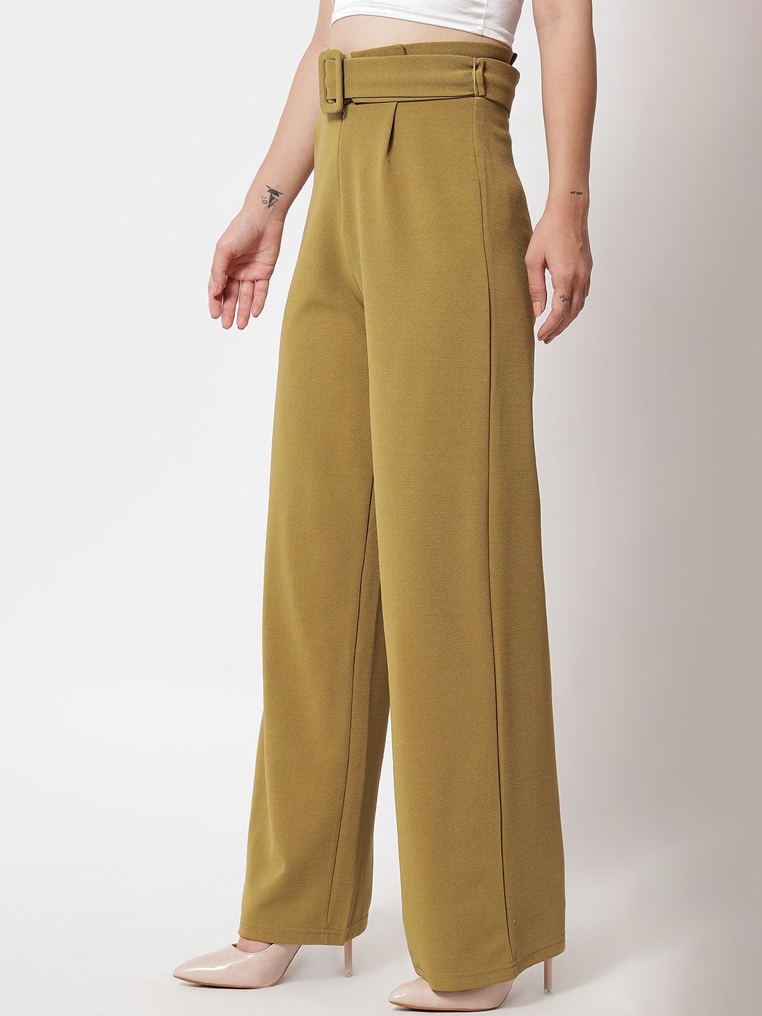 Kotty Women Pack Of 2 Relaxed High-Rise Straight Fit Easy Wash Pleated Trousers