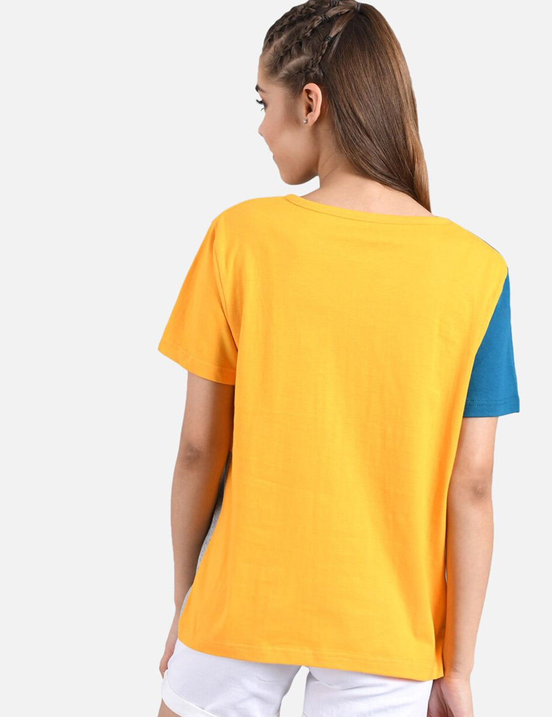 Kotty Women Set of 2 Colourblocked Round Neck T-shirts