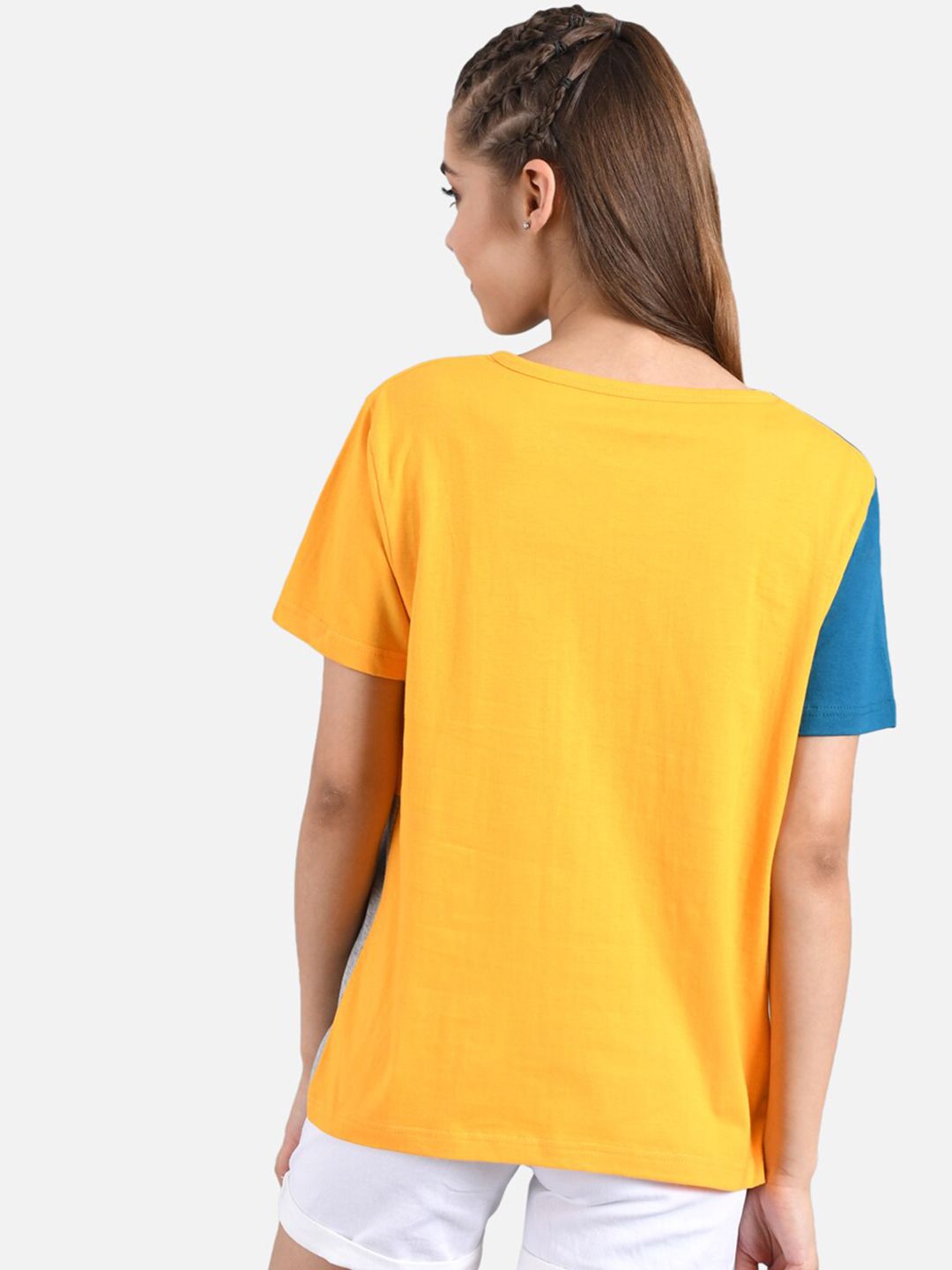 Kotty Women Set of 2 Colourblocked Round Neck T-shirts