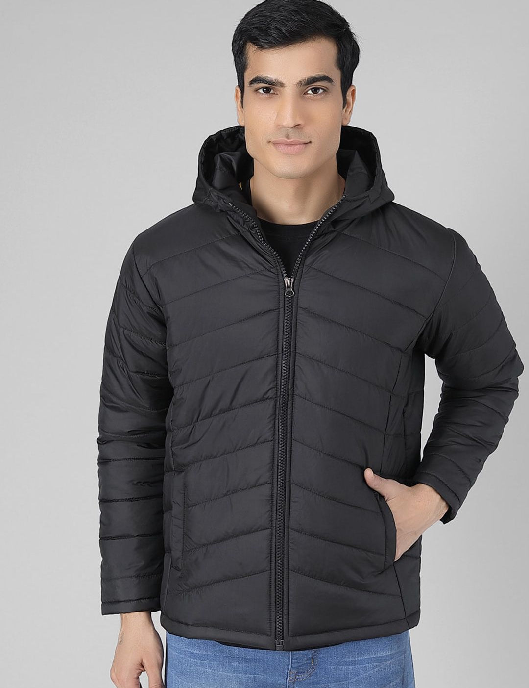 Kotty Men Black Solid Padded Jacket
