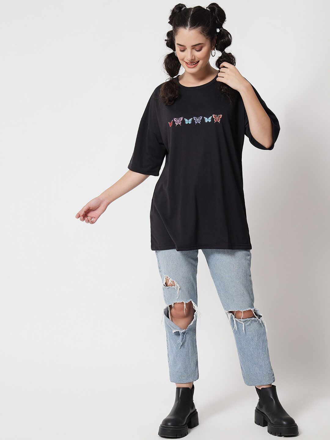 Kotty Conversational Printed Oversize Cotton T-shirt