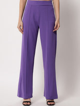 Kotty Women Purple Relaxed Straight Fit High-Rise Easy Wash Trouser
