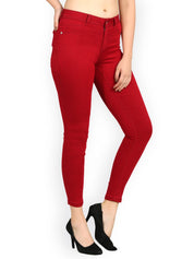 Kotty Women Maroon Skinny Fit High-Rise Clean Look Jeans