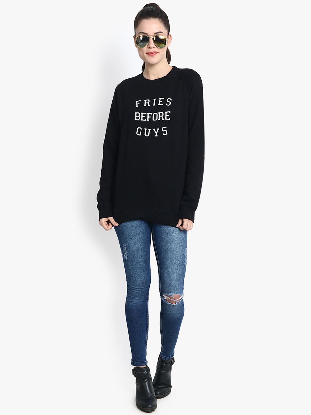Kotty Women Black Printed Sweatshirt
