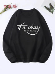Kotty Round Neck Alphanumeric Printed Fleece Sweatshirt