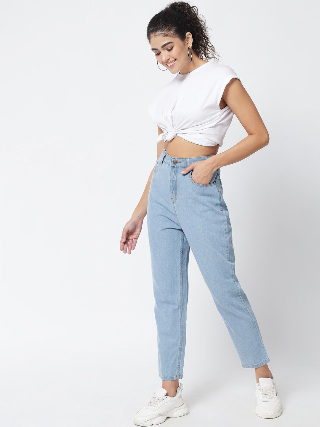 Kotty Women Blue Jean Straight Fit High-Rise Stretchable Jeans