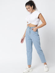 Kotty Women Blue Jean Straight Fit High-Rise Stretchable Jeans