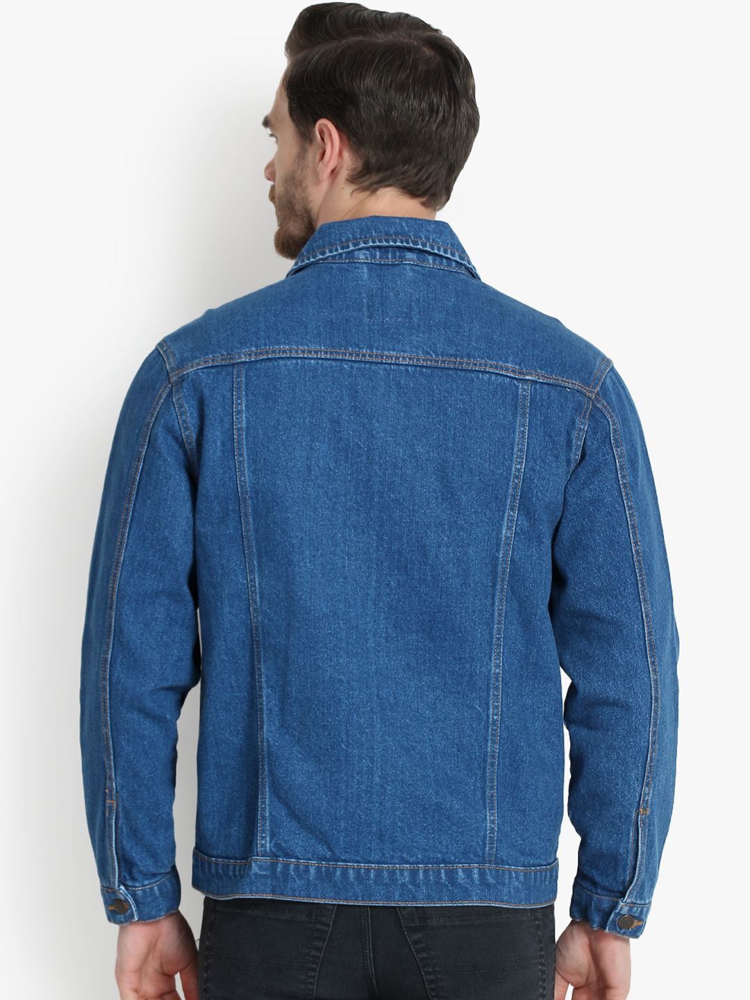 Kotty Men Blue Solid Denim Jacket