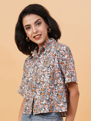Kotty Black Floral Printed Casual Shirt