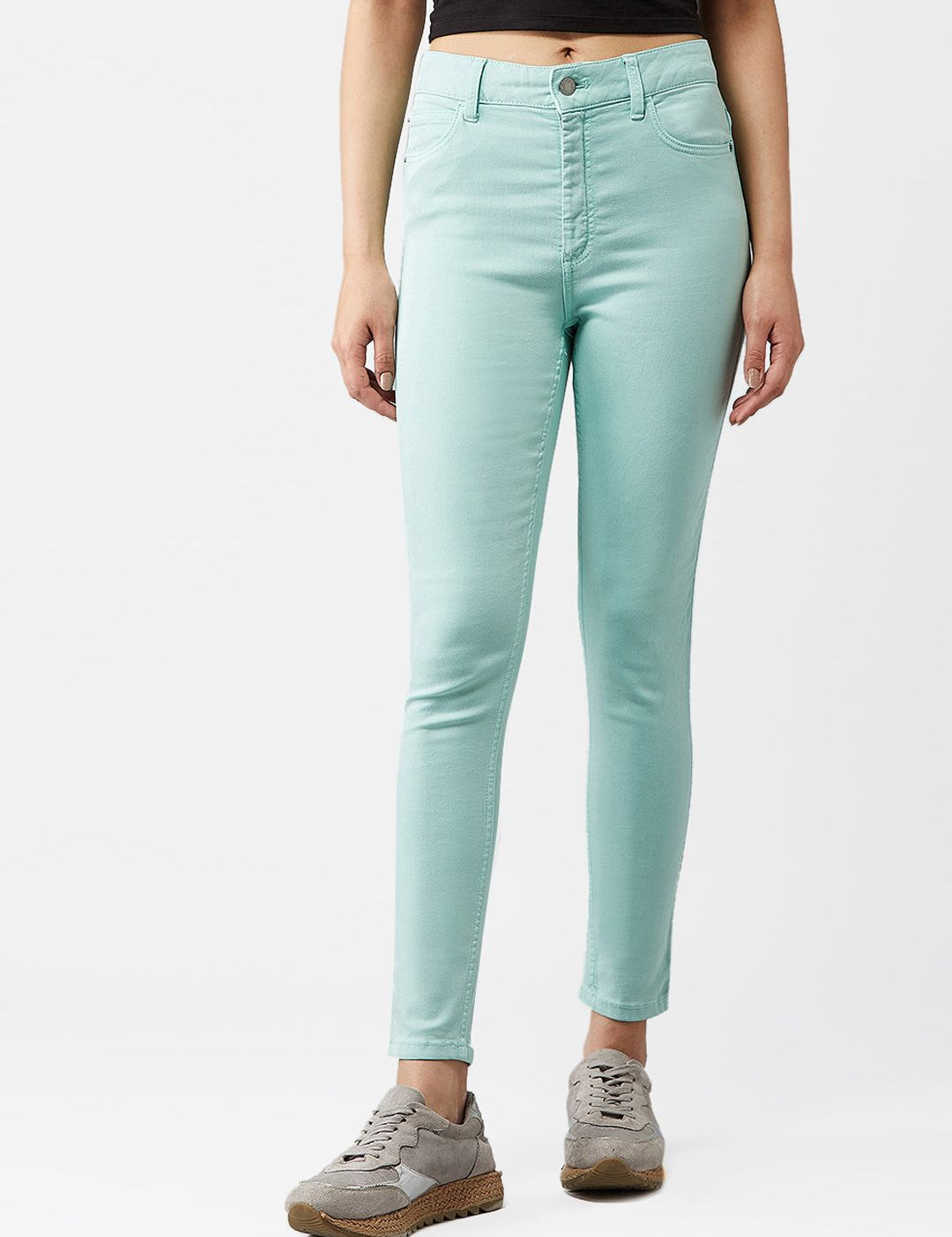 Kotty Women Sea Green Skinny Fit High-Rise Clean Look Jeans