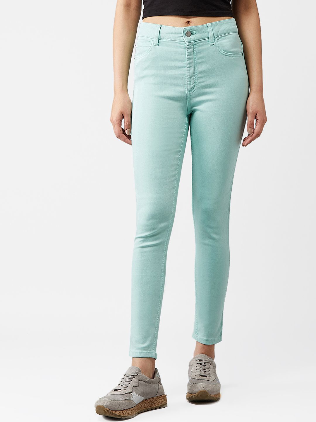 Kotty Women Sea Green Skinny Fit High-Rise Clean Look Jeans