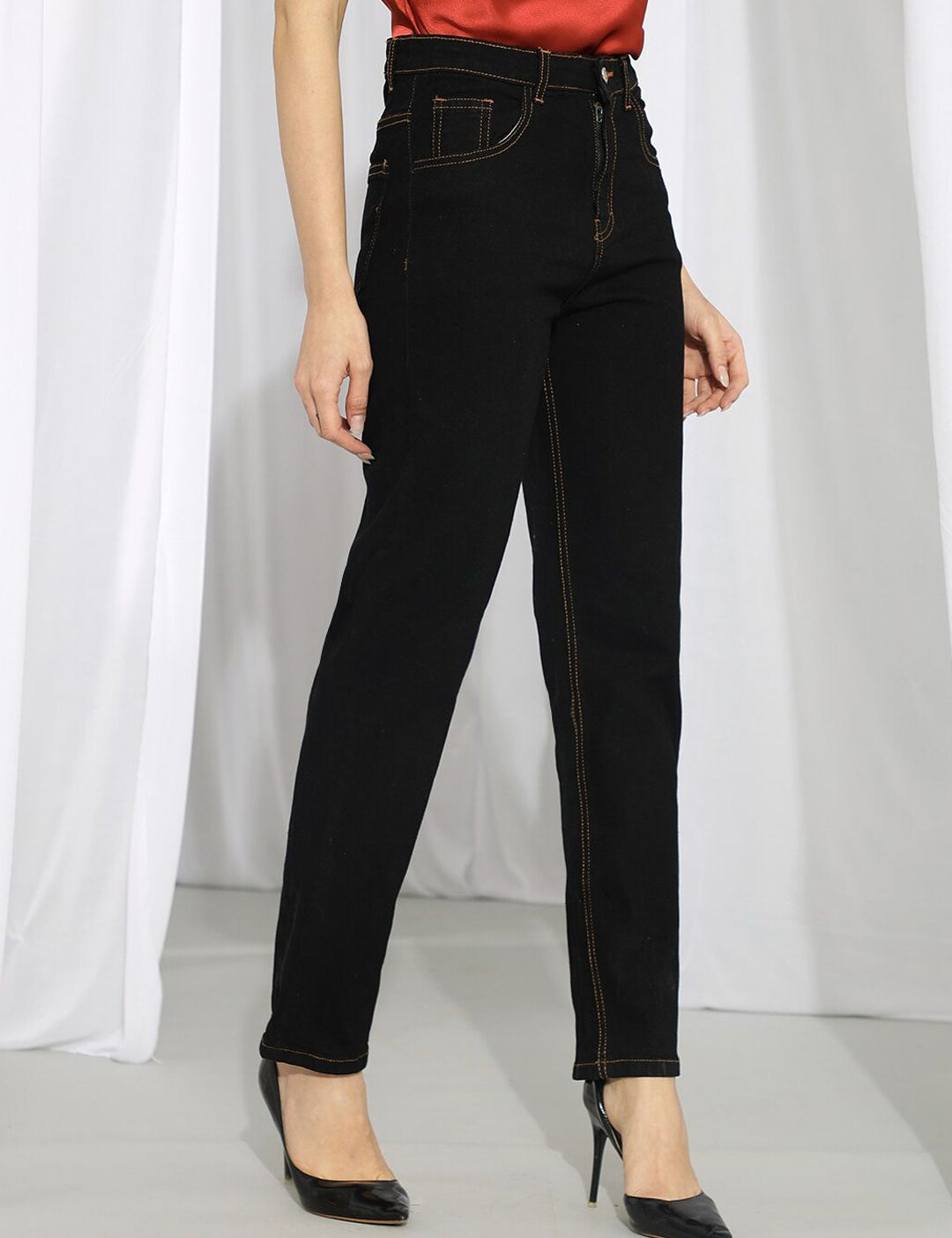 Kotty Women Black Slim Fit High-Rise Stretchable Jeans