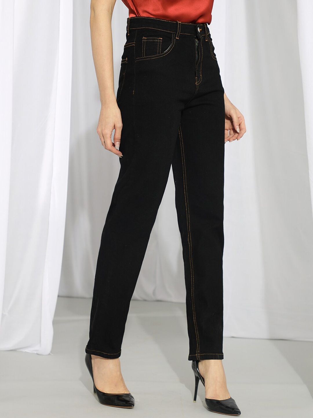 Kotty Women Black Slim Fit High-Rise Stretchable Jeans