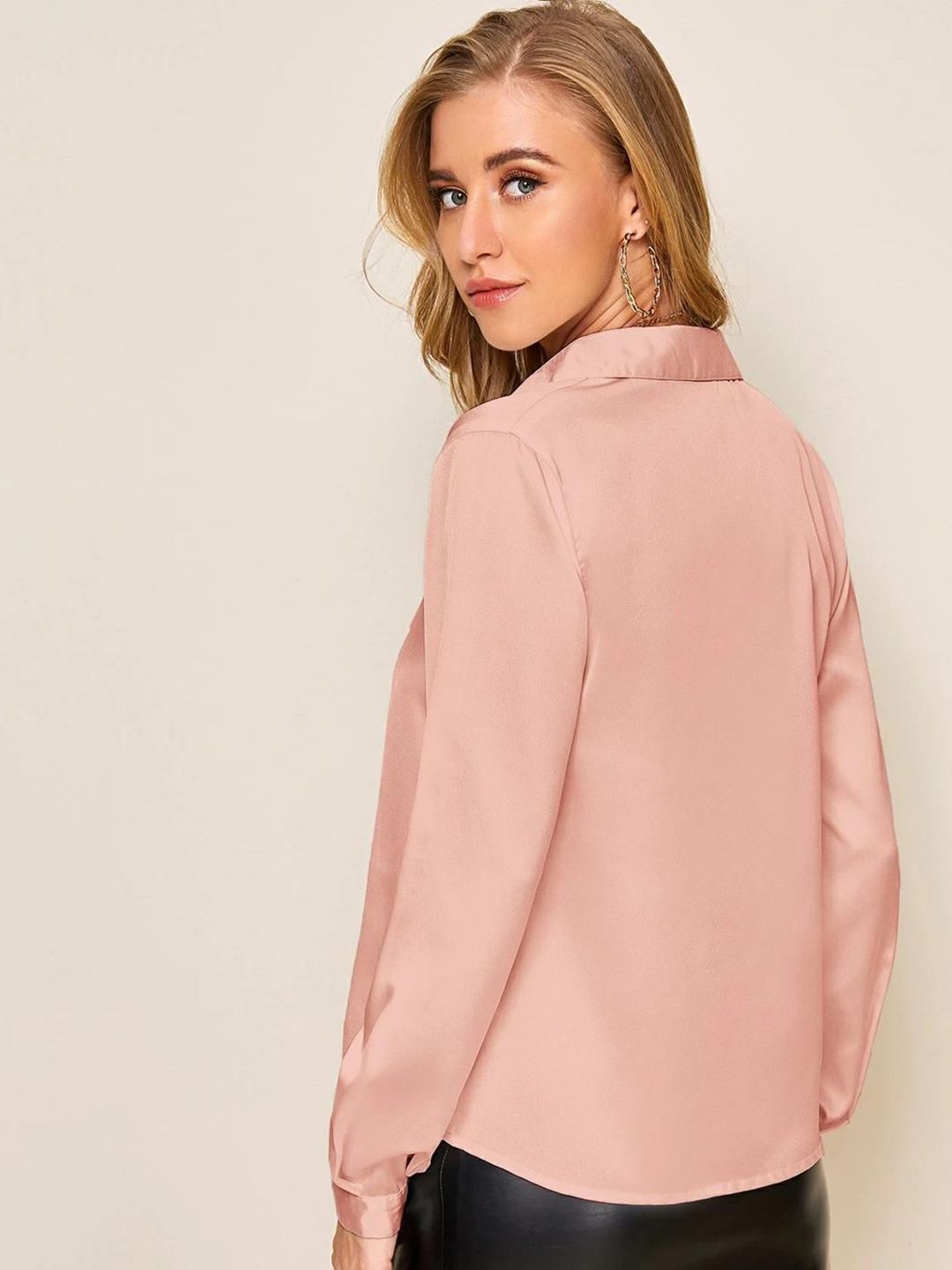 Kotty Satin Shirt Style Solid Top