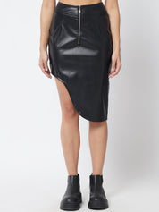 Kotty Women Black Solid Asymmetric Leather Skirt