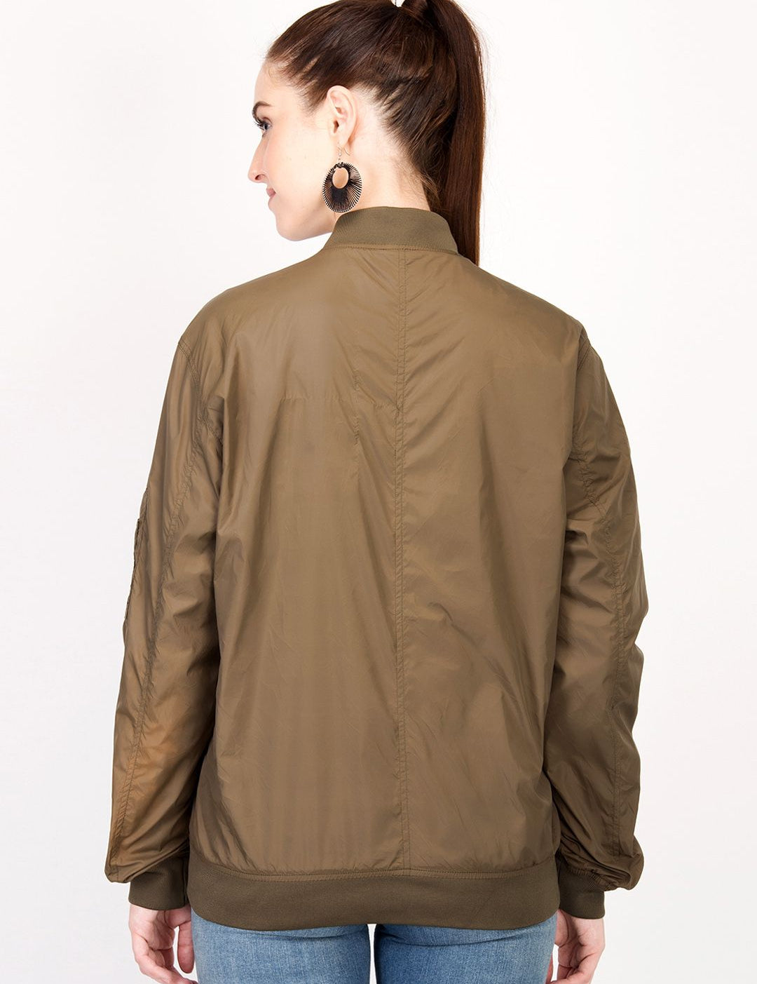 Kotty Women Brown Solid Insulator Bomber Jacket