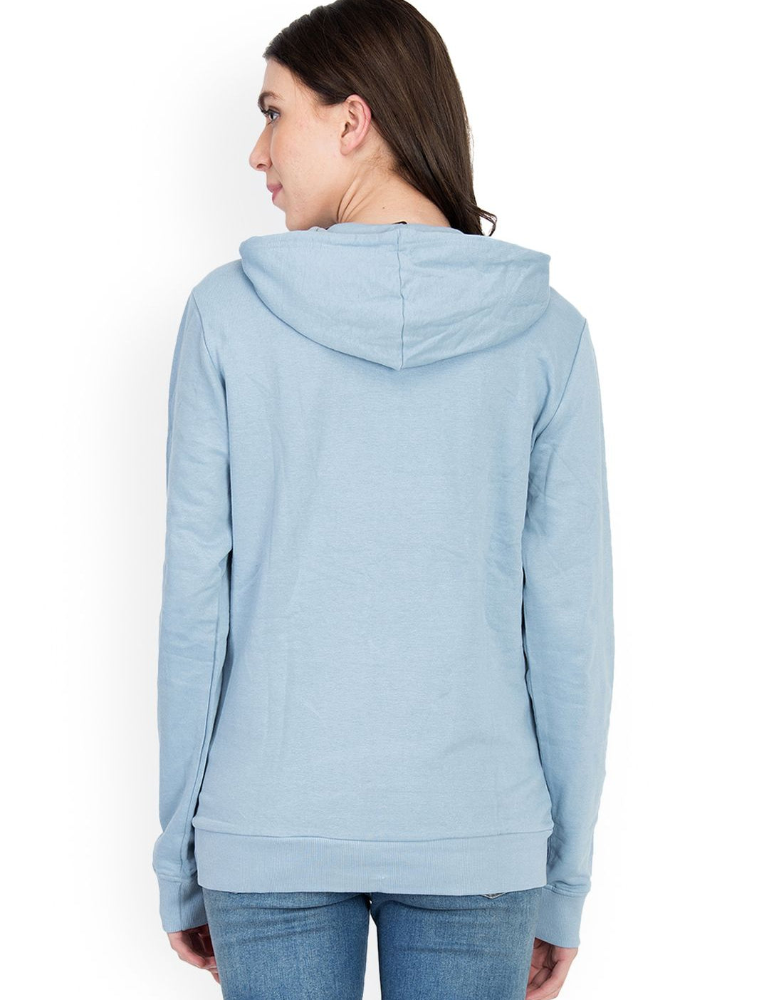 Kotty Women Blue Printed Hooded Sweatshirt