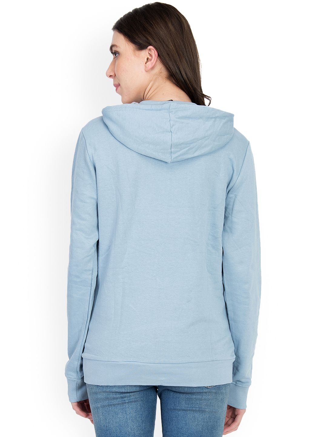 Kotty Women Blue Printed Hooded Sweatshirt