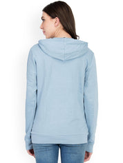 Kotty Women Blue Printed Hooded Sweatshirt
