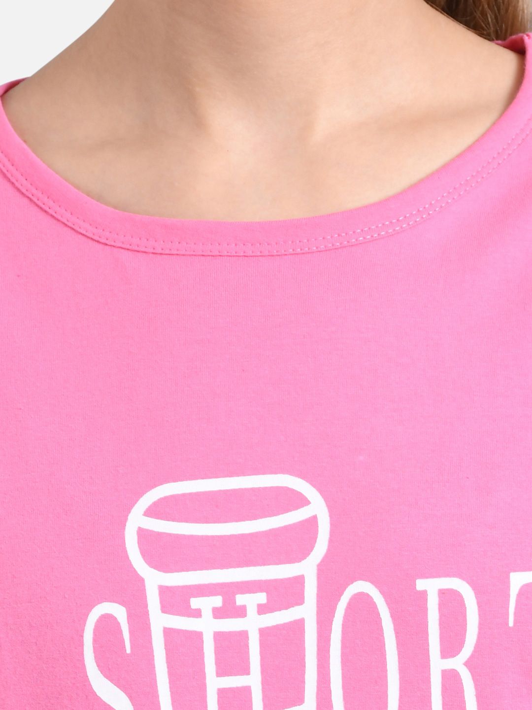 Kotty Women Pink Printed Round Neck T-shirt