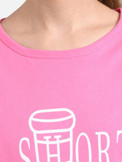 Kotty Women Pink Printed Round Neck T-shirt