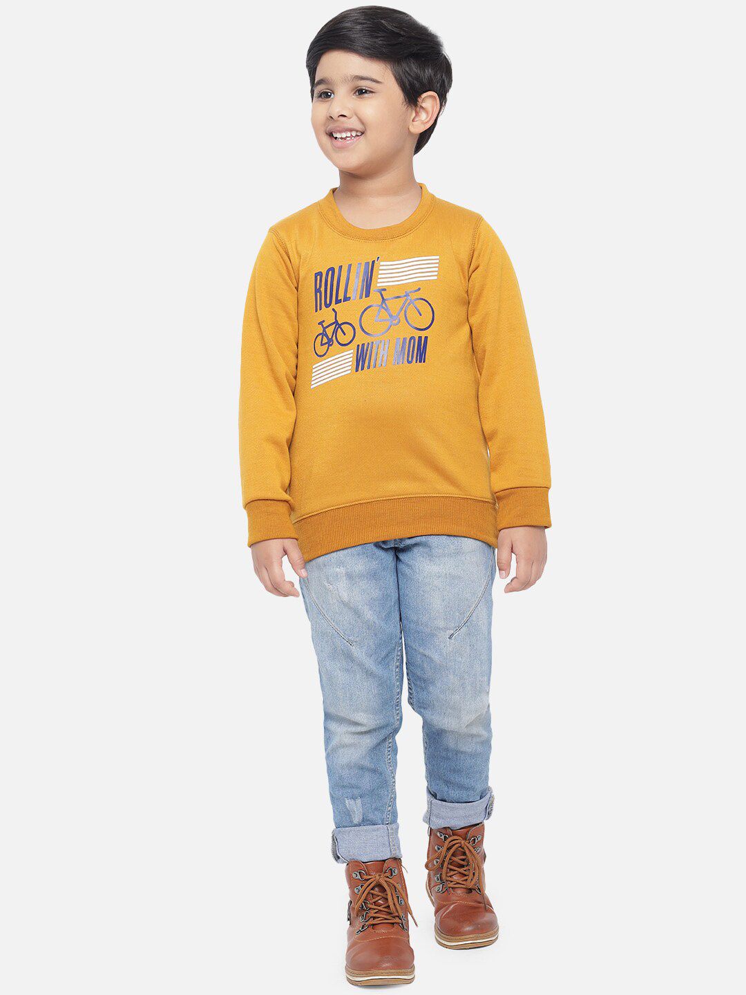 Kotty Boys Yellow Printed Sweatshirt