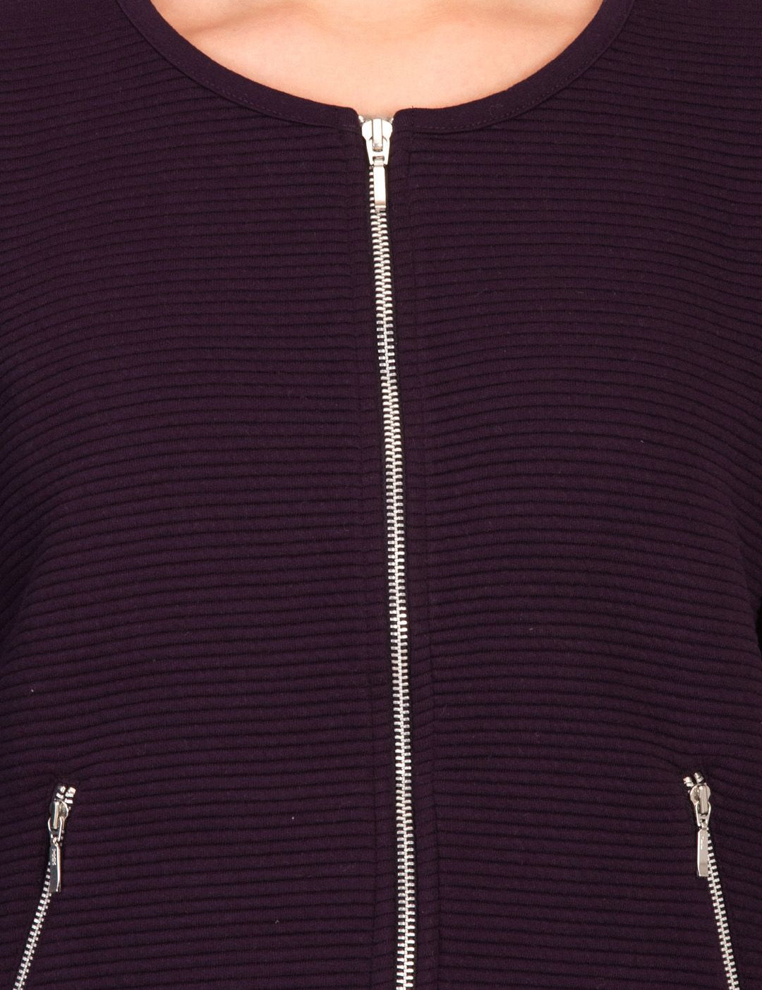 Kotty Women Purple Self Design Open Front Jacket