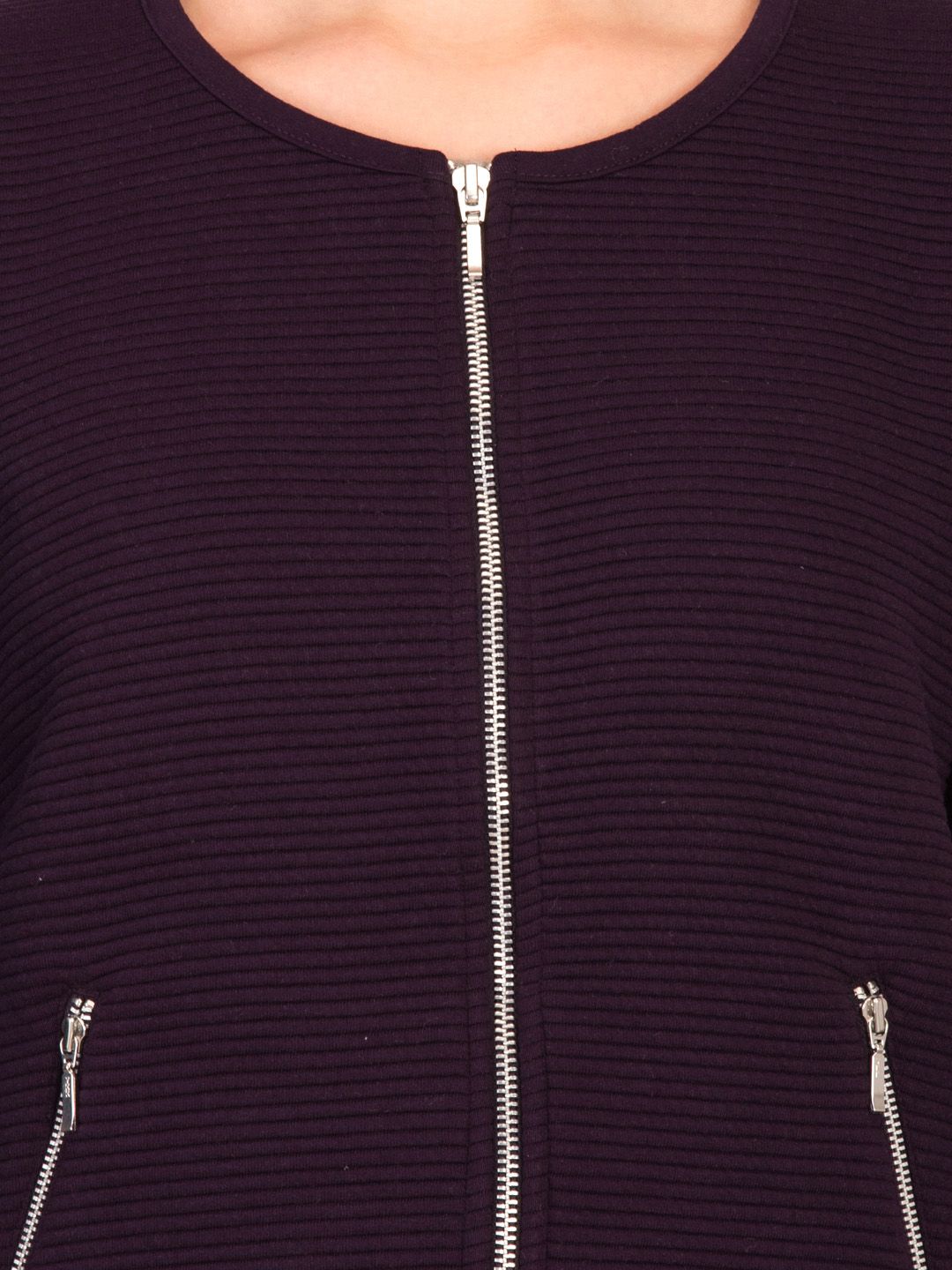 Kotty Women Purple Self Design Open Front Jacket