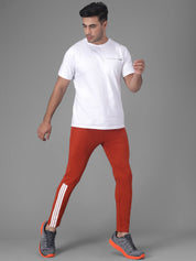 Kotty Men Orange & White Solid Track Pants