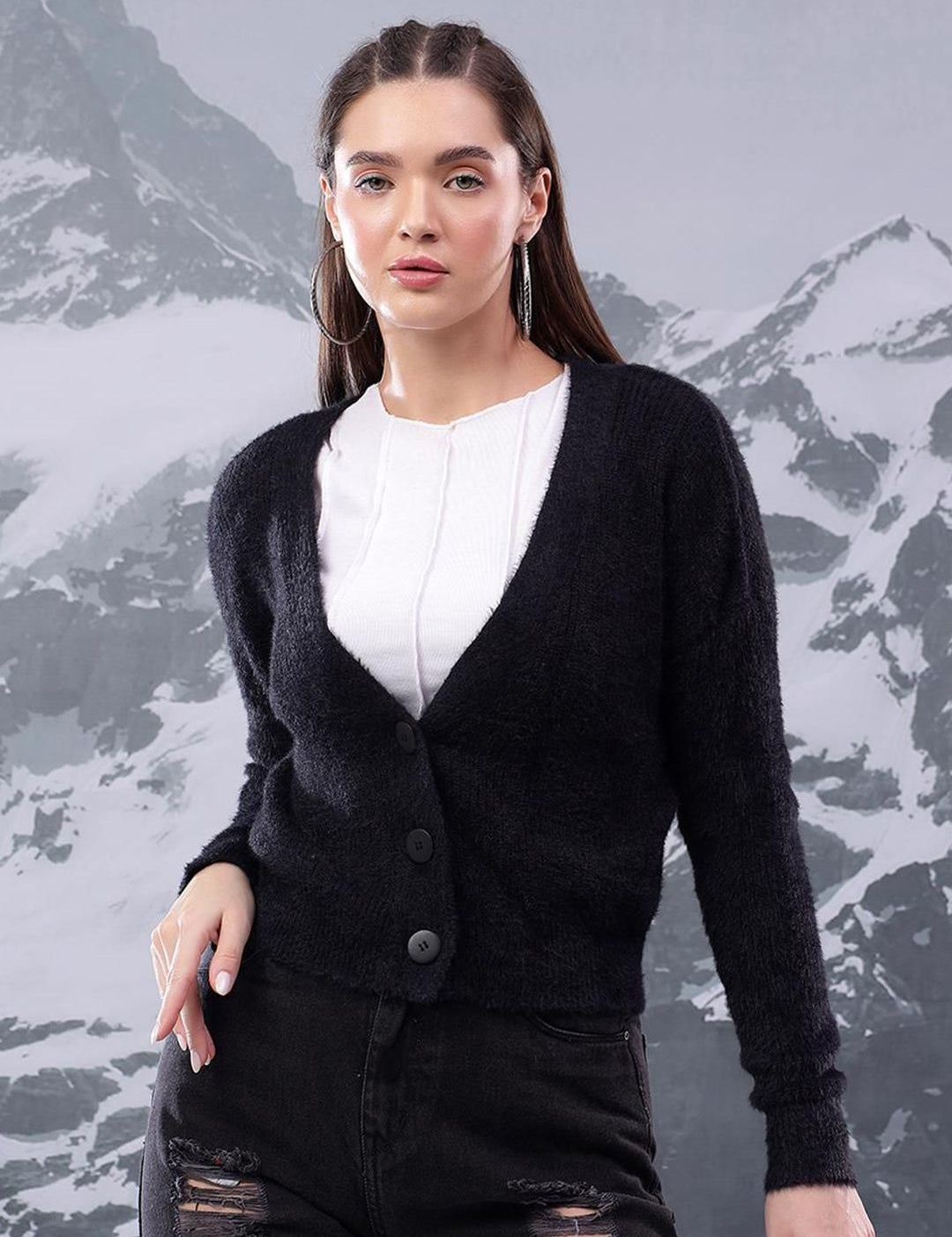 Kotty Women Ribbed V-Neck Sweaters