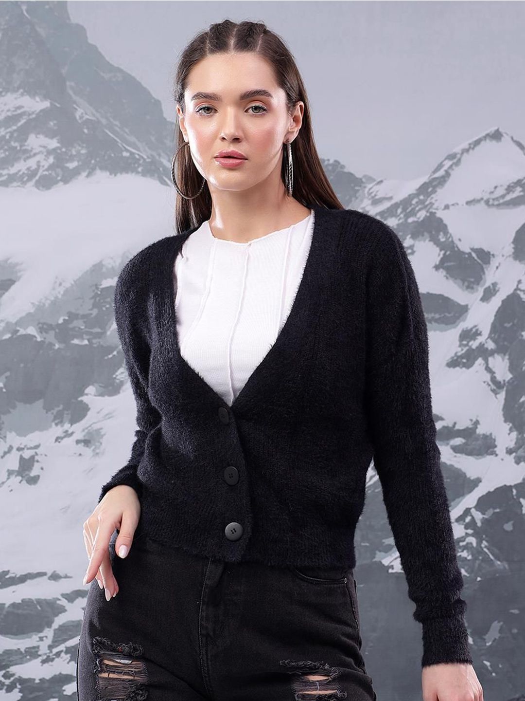 Kotty Women Ribbed V-Neck Sweaters