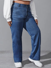 Kotty Women Plus Size Jean Wide Leg High-Rise Light Fade Stretchable Jeans