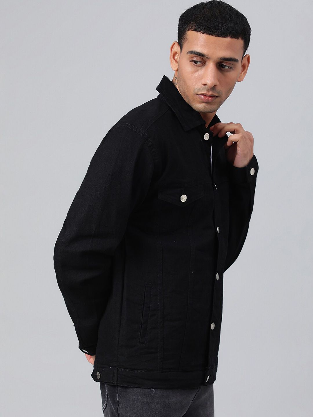 Kotty Men Spread Collar Long Sleeves Denim Jacket